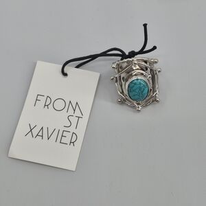 From St Xavier Lika Ring Turquoise One Size Southwestern Silver Frame
